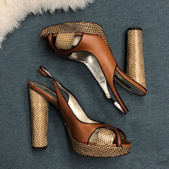 NIB D&G Snakeskin Platform Slingback Heels Sz 39 - Picture 3 of 13